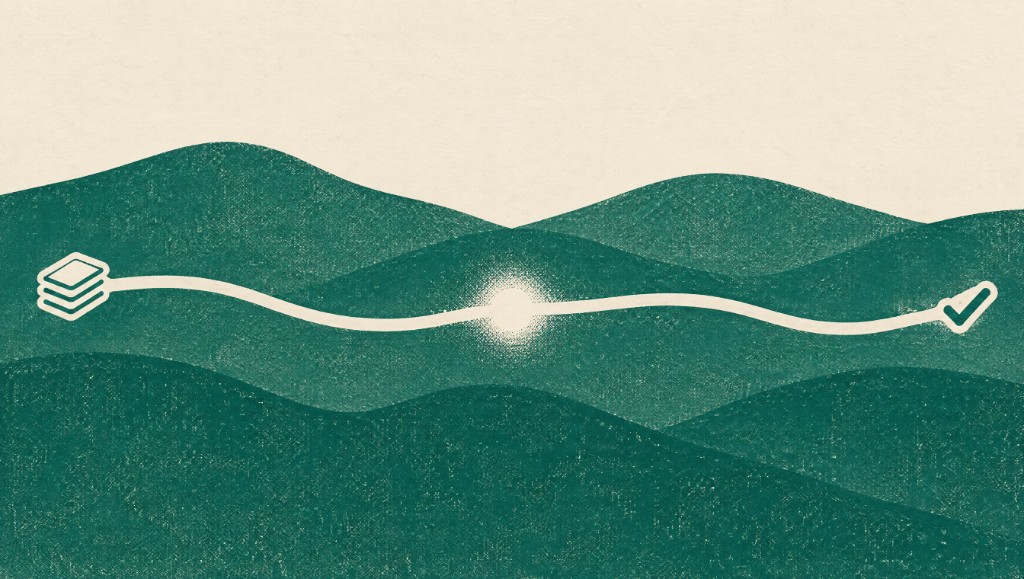 A current pulse traveling a cream path between design files and a check result.
